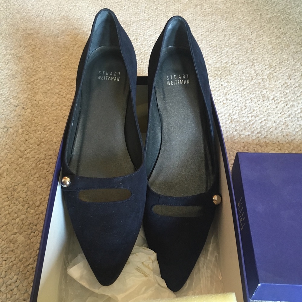 Stuart Weitzman Obladi navy suede flats size 9